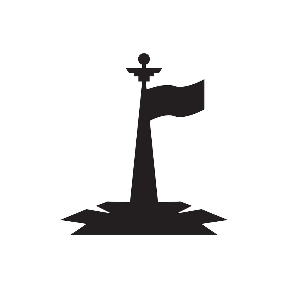 Black flagpole silhouette design vector