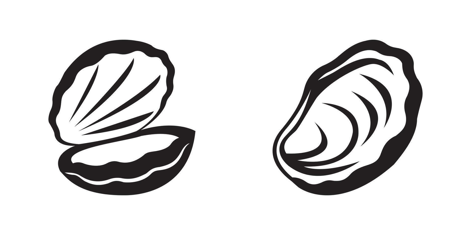 Silhouette illustration of oyster shells vector