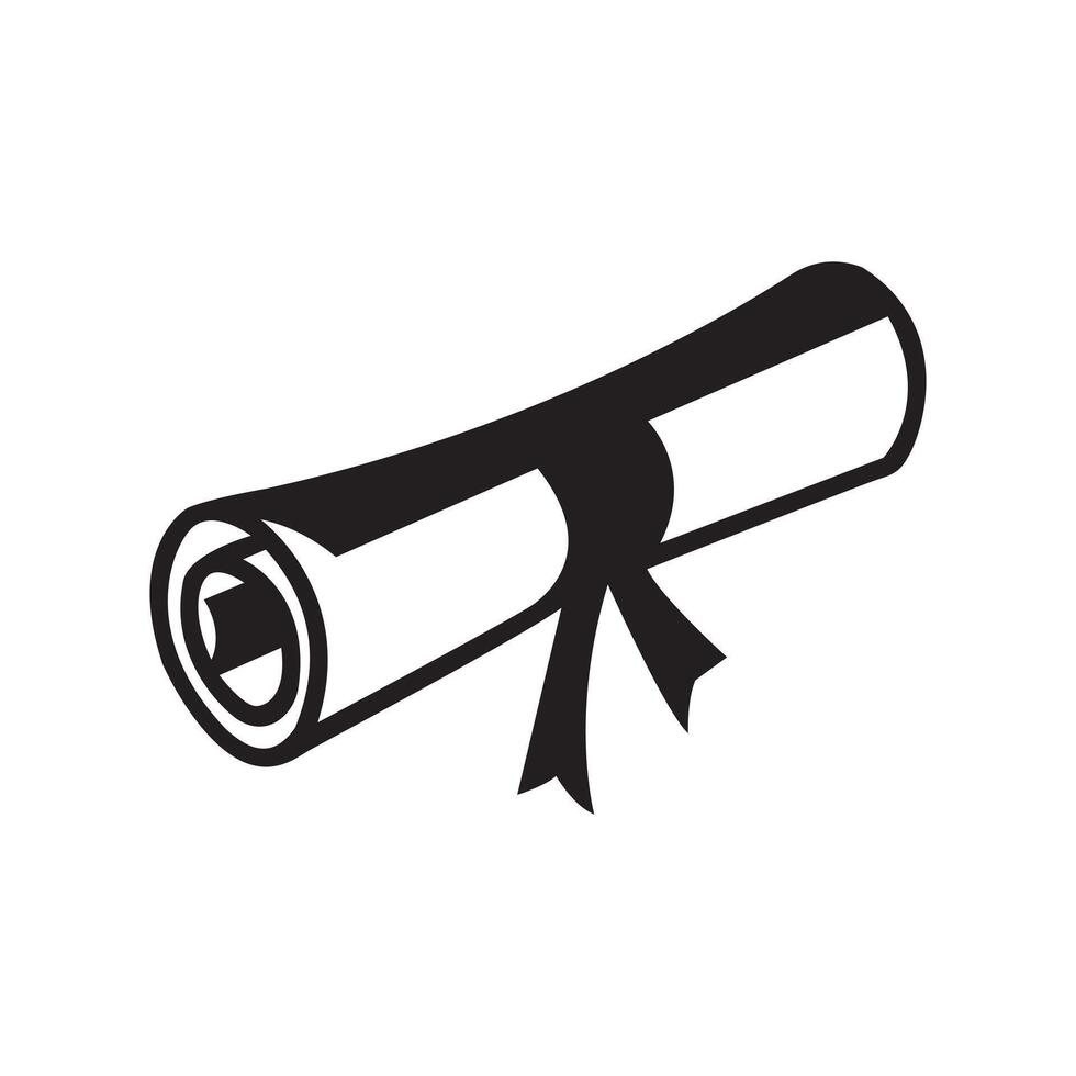 Graduation diploma scroll with ribbon in silhouette vector