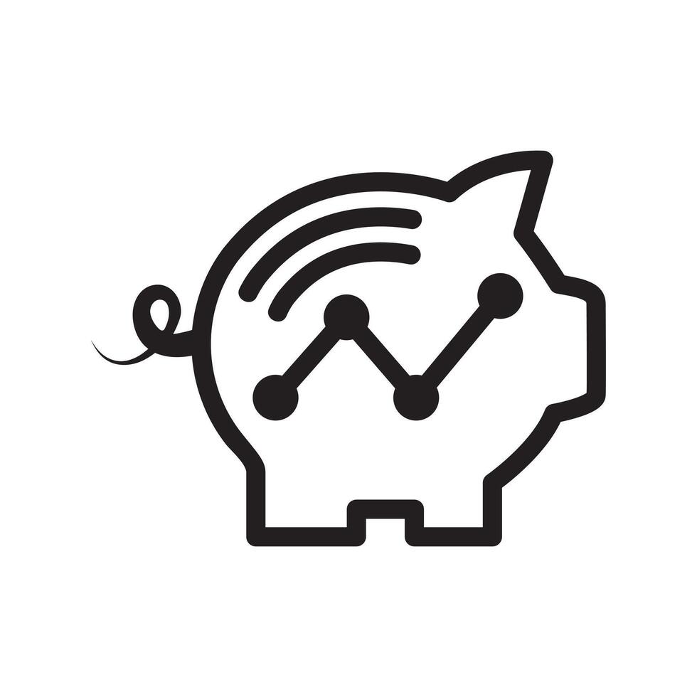 Finance piggy bank icon silhouette illustration vector