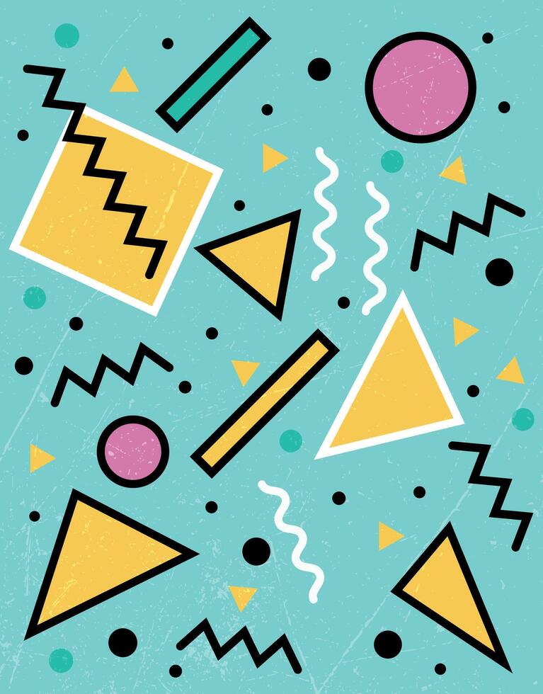 Retro geometric shapes colorful background vector