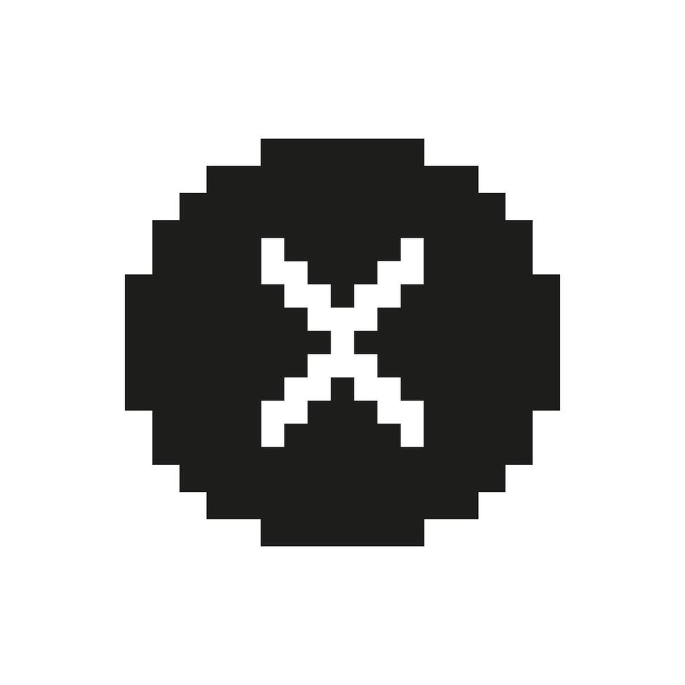 Cross Mark Pixel Art Icon. Error, Cancellation, And Rejection Symbol. Retro Gaming Style. Isolated Illustration vector