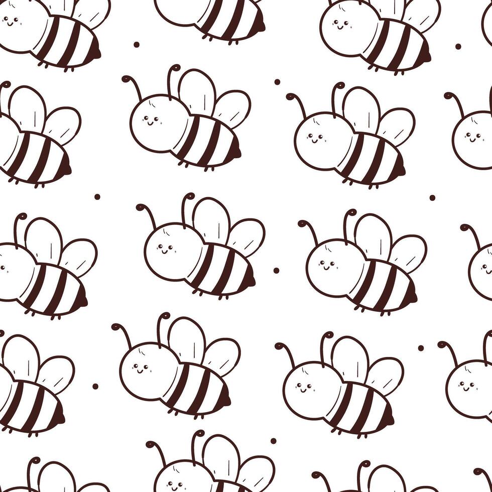 seamless pattern cartoon bee. cute black and white animal pattern for wallpaper, background and gift wrap paper vector