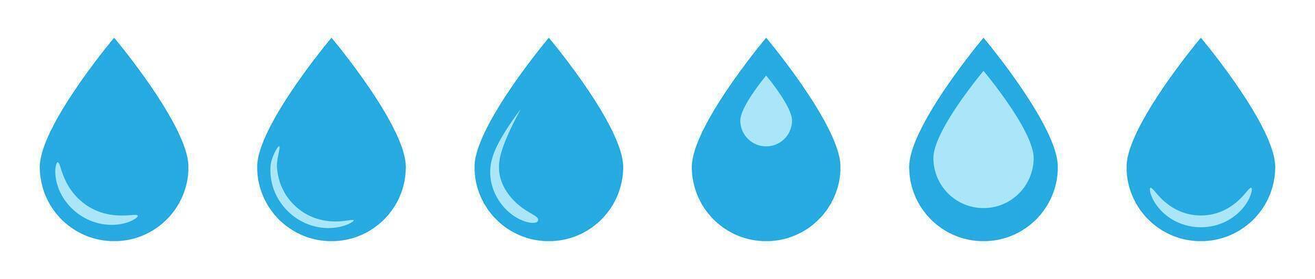 Blue water drop icons set. vector