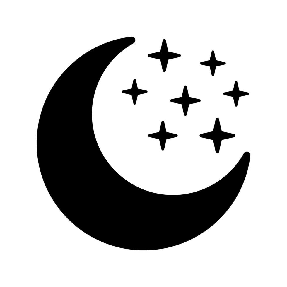 Night symbol. Crescent moon with stars icon. vector