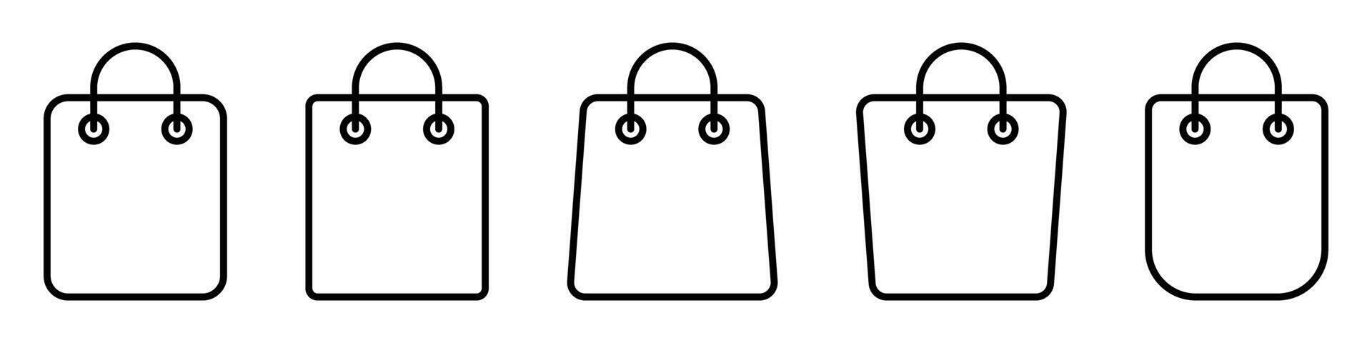 Paper bag line icons. Shopping bag line icon. vector