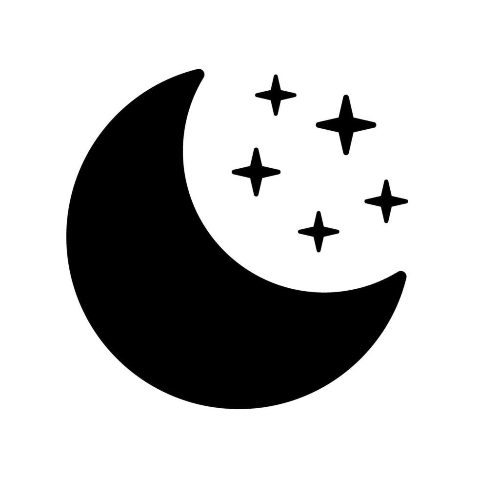 Crescent moon with stars symbol. Night icon. vector