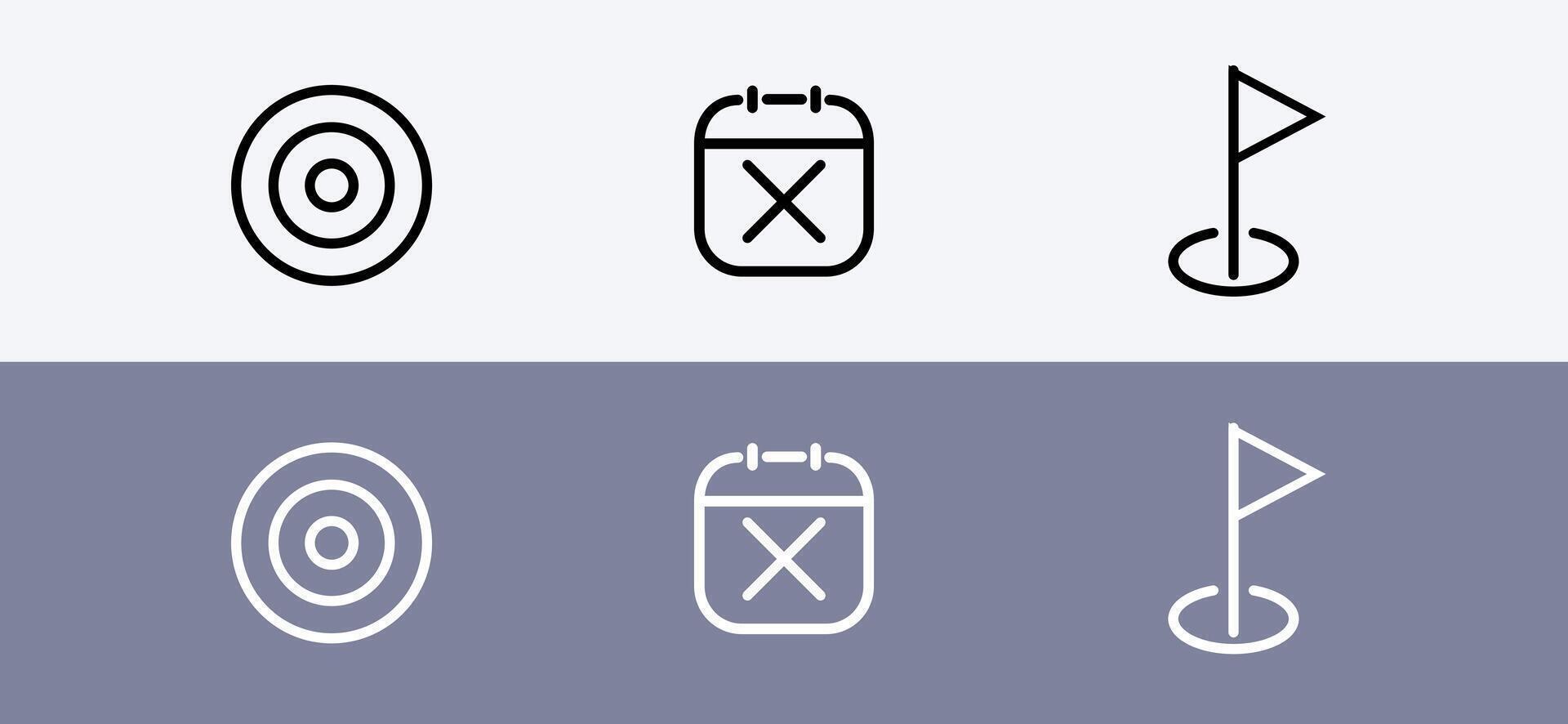 Basic icon pack - target, calendar and goal icon vector