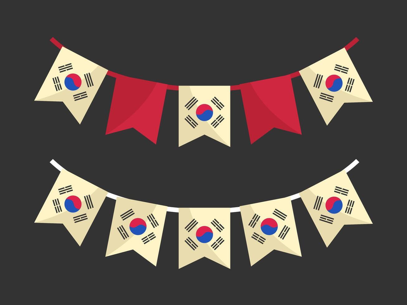 South Korean Flag Bunting for National Celebrations and Events vector