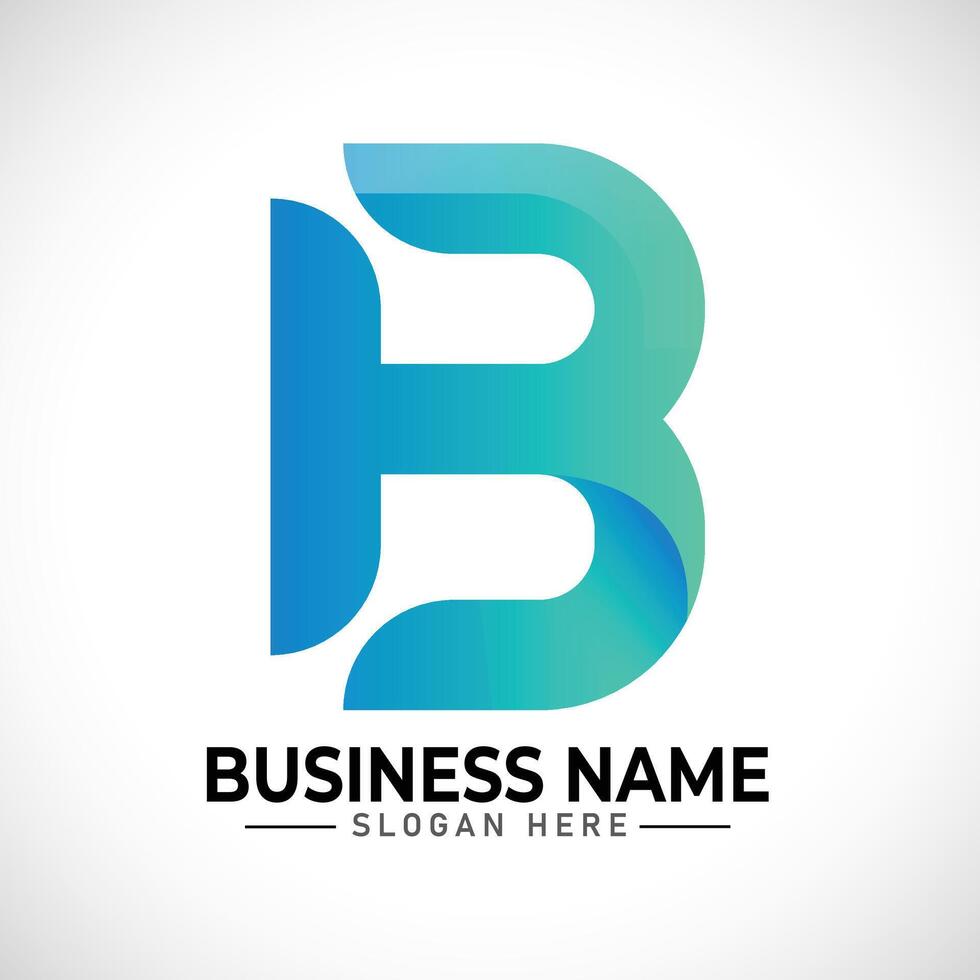 B gradient abstract letter logo vector