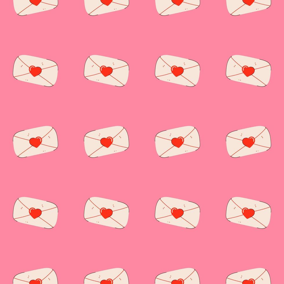 Cute retro pink love letters seamless pattern. Perfect for Valentines Day designs, wrapping paper, stationery and romantic themed products. Ideal for digital and print use. vector