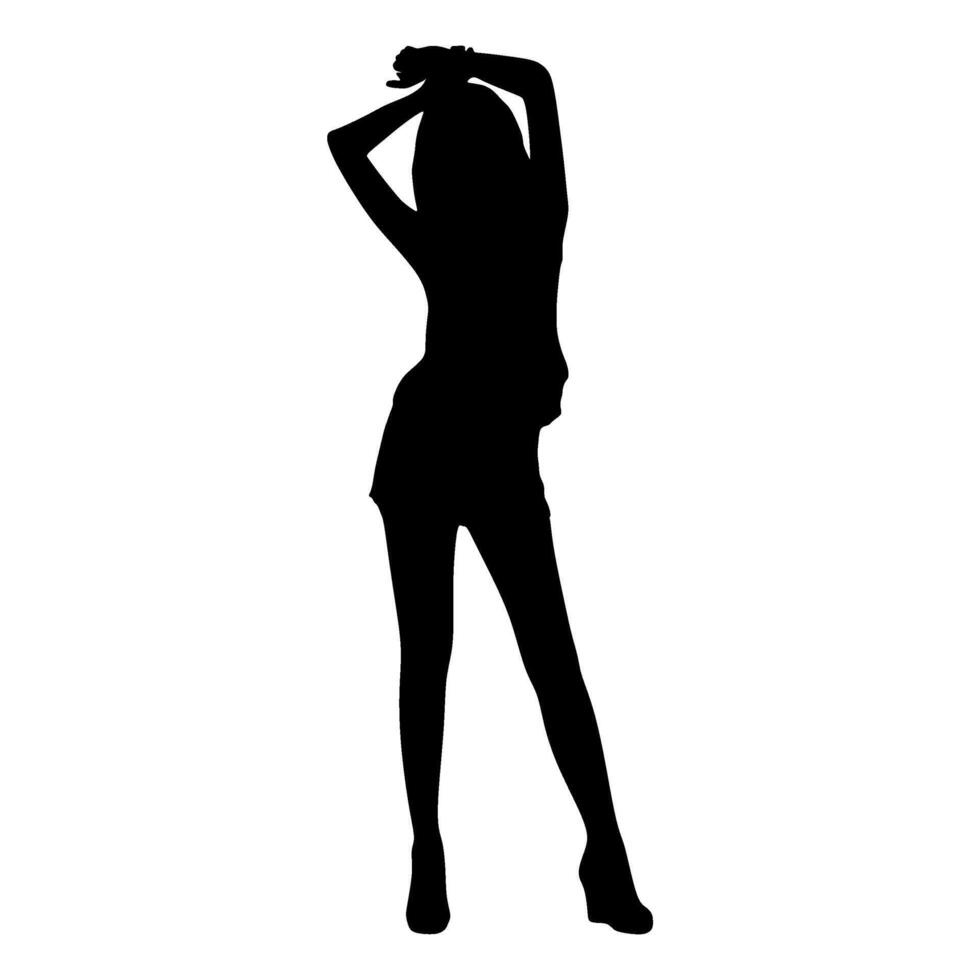 Silhouette of a woman in a short dress vector