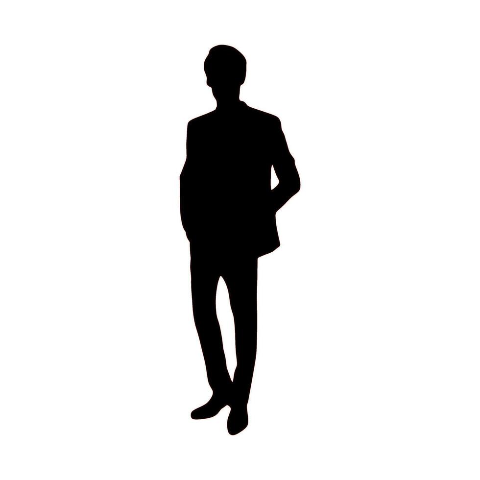 Silhouette of a man in a suit standing in front of a white background vector