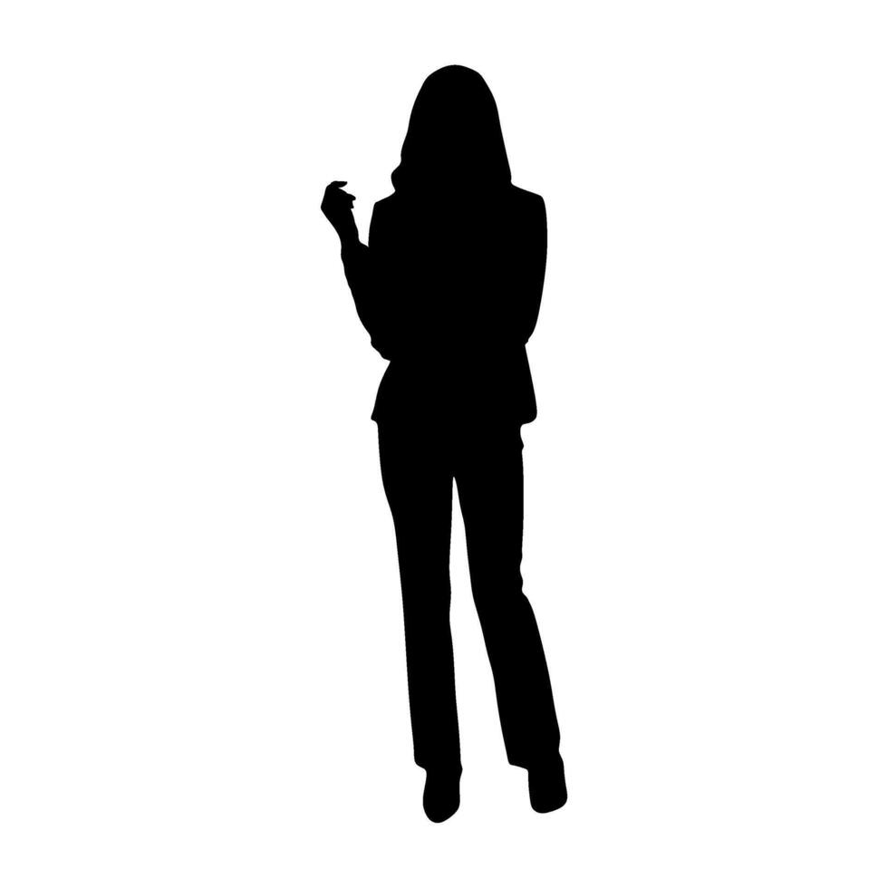 Silhouette of a woman standing with her hands in her pockets vector