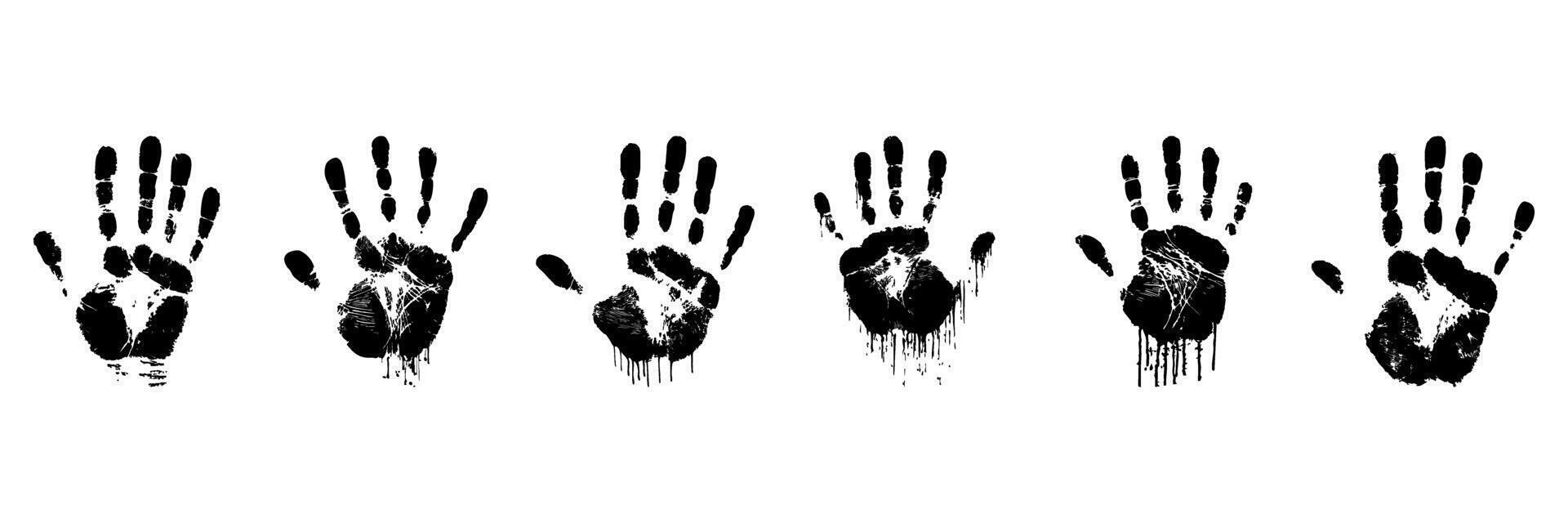 Black Handprint Patterns Set. Artistic Expression And Creativity Collection vector