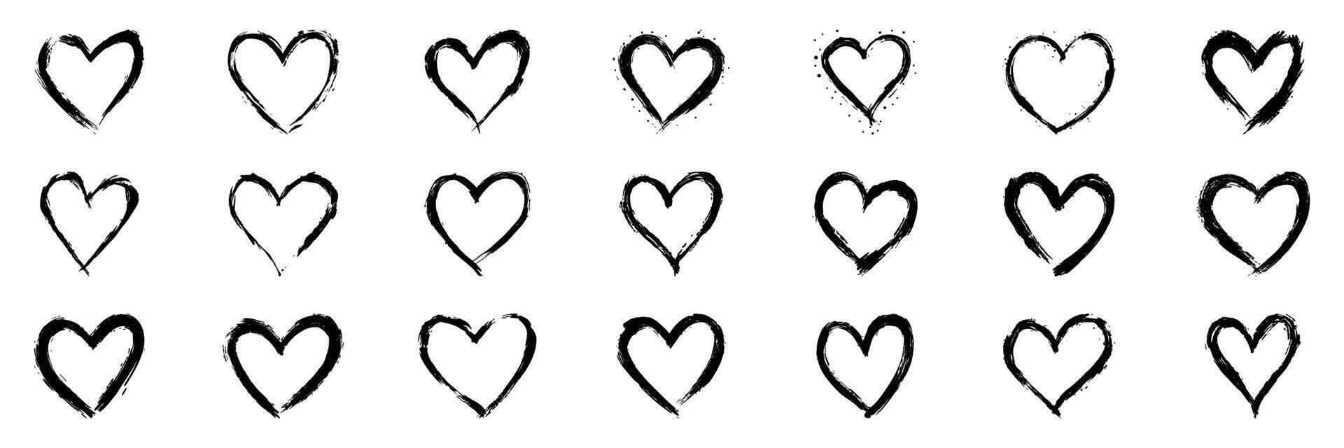 Hand-Drawn Heart Brushstroke Set. Expressive Love And Emotion Collection. Isolated Illustration vector