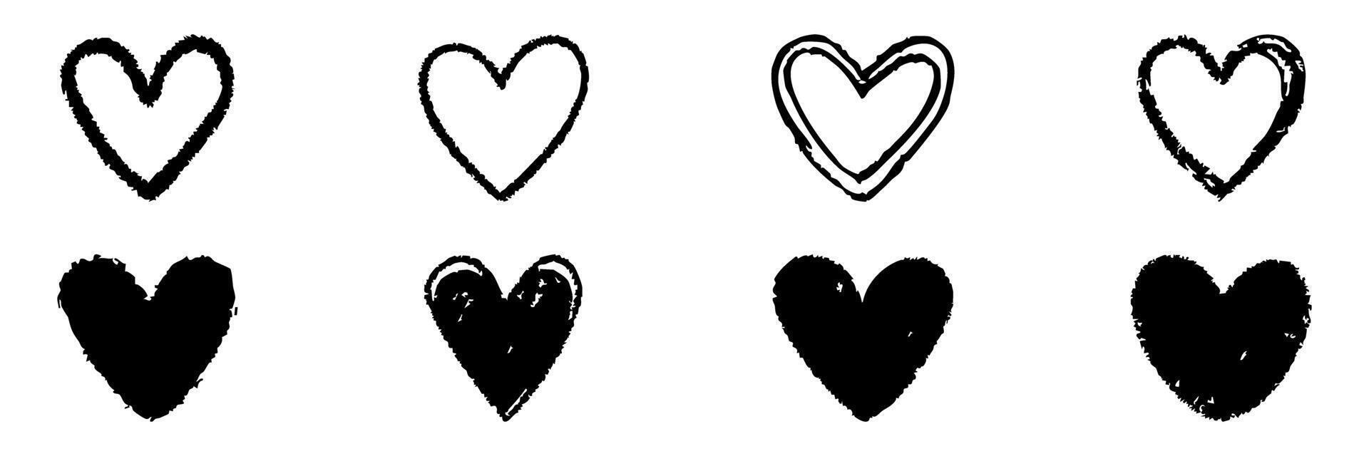 Hand-Drawn Heart Shapes Set. Expressive Love And Emotion Collection. Isolated Illustration vector
