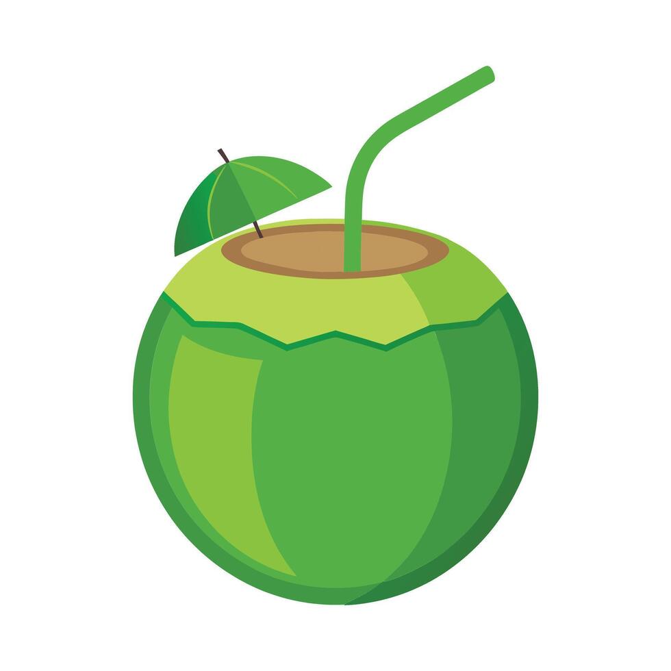 Young coconut drink with Straw vector