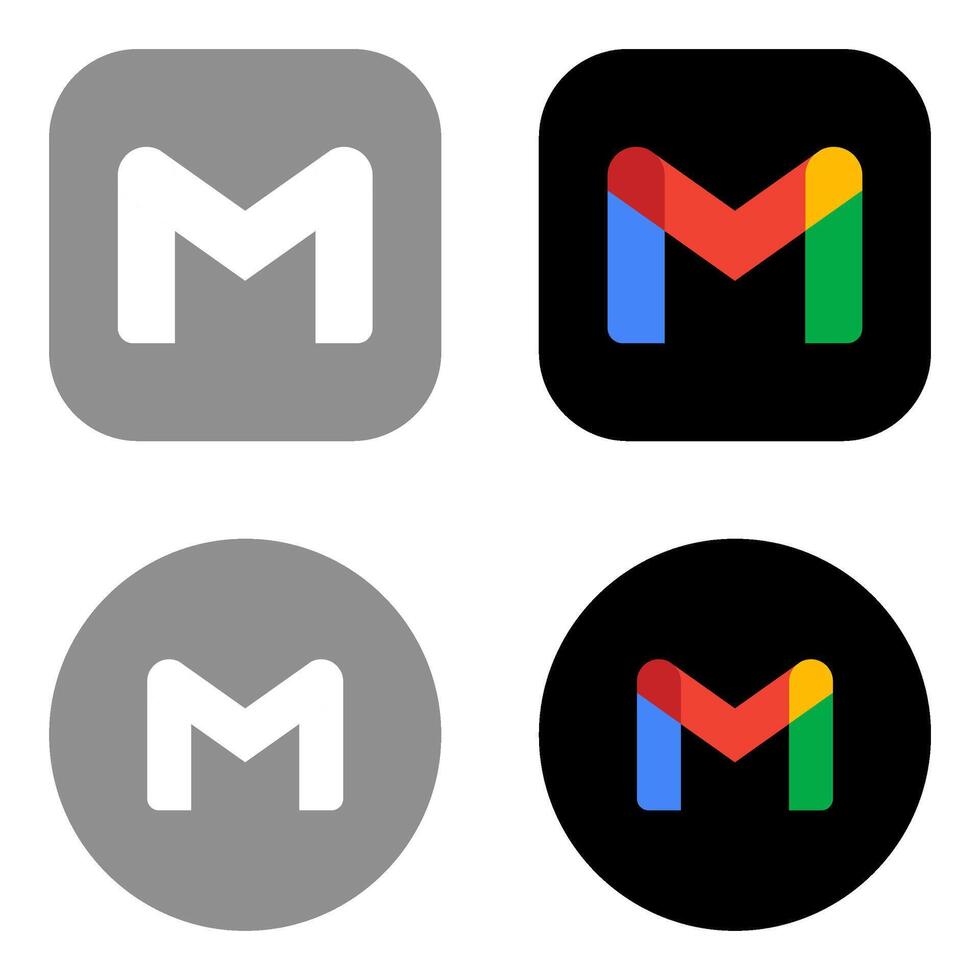 set of gmail icons on transparent background vector