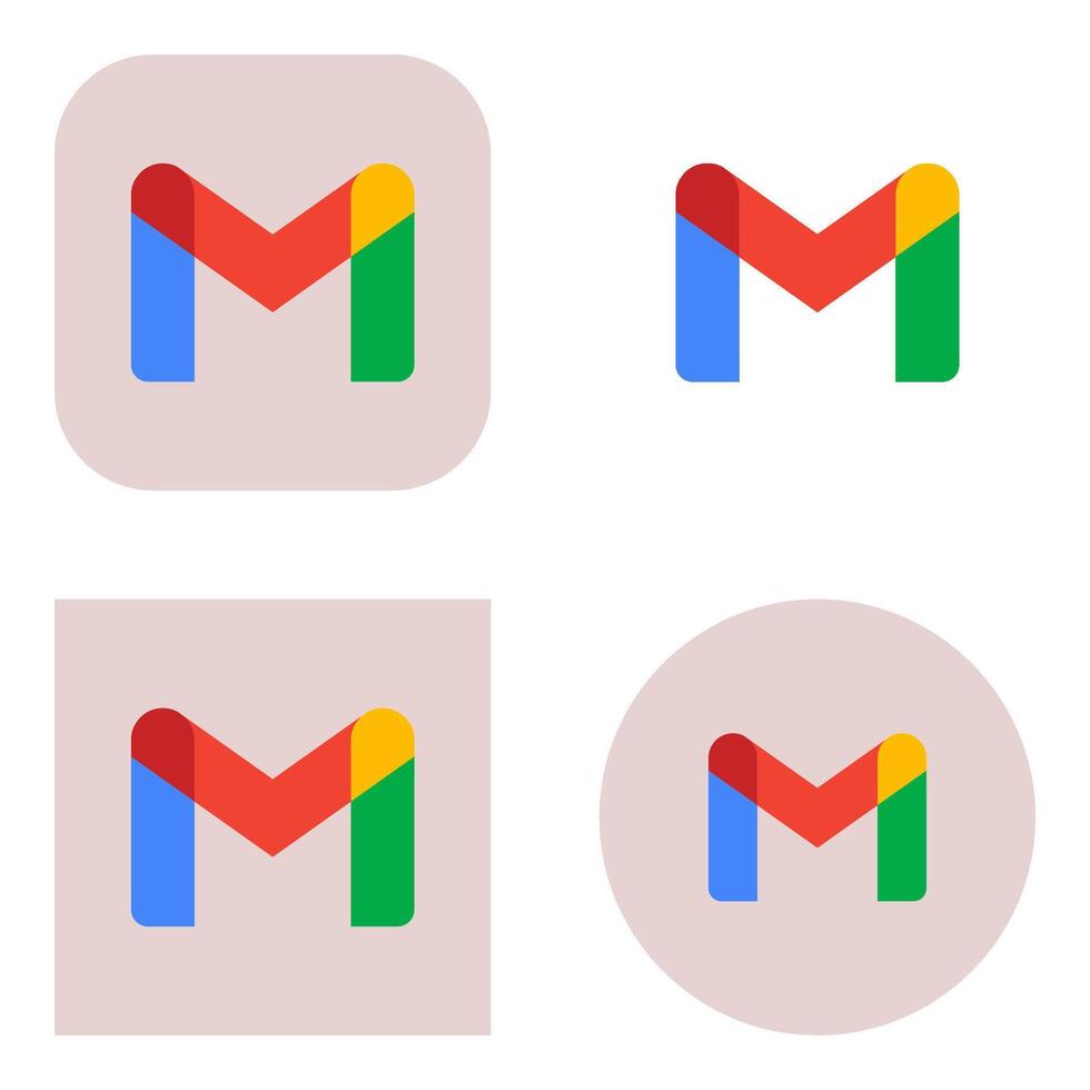 Gmail icon collection with red background on transparent background vector