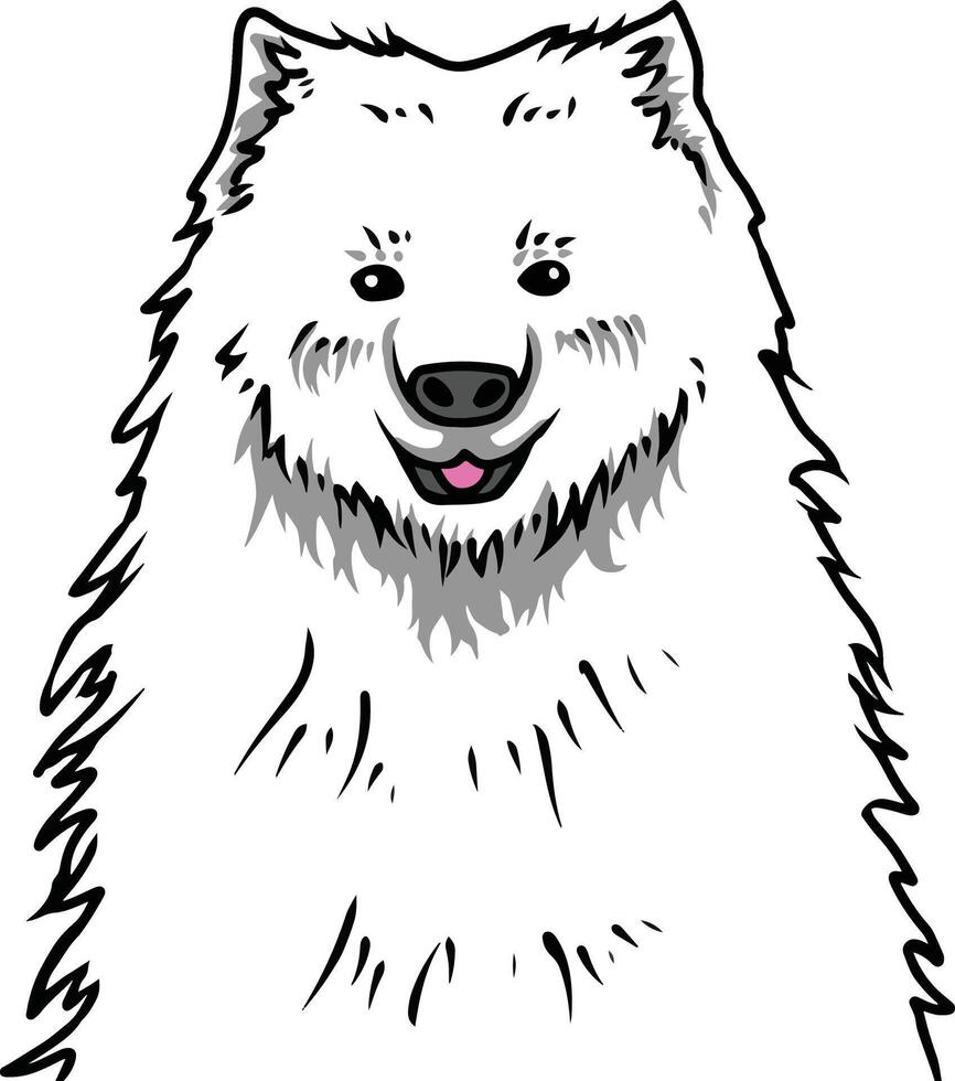 A drawing of a white dog with a big nose vector