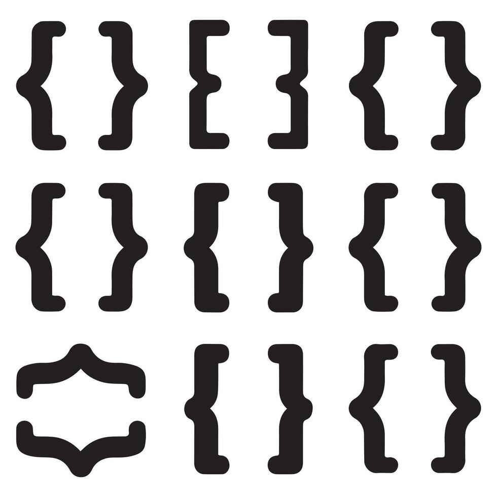 Black silhouettes bracket set. illustration. with white background vector