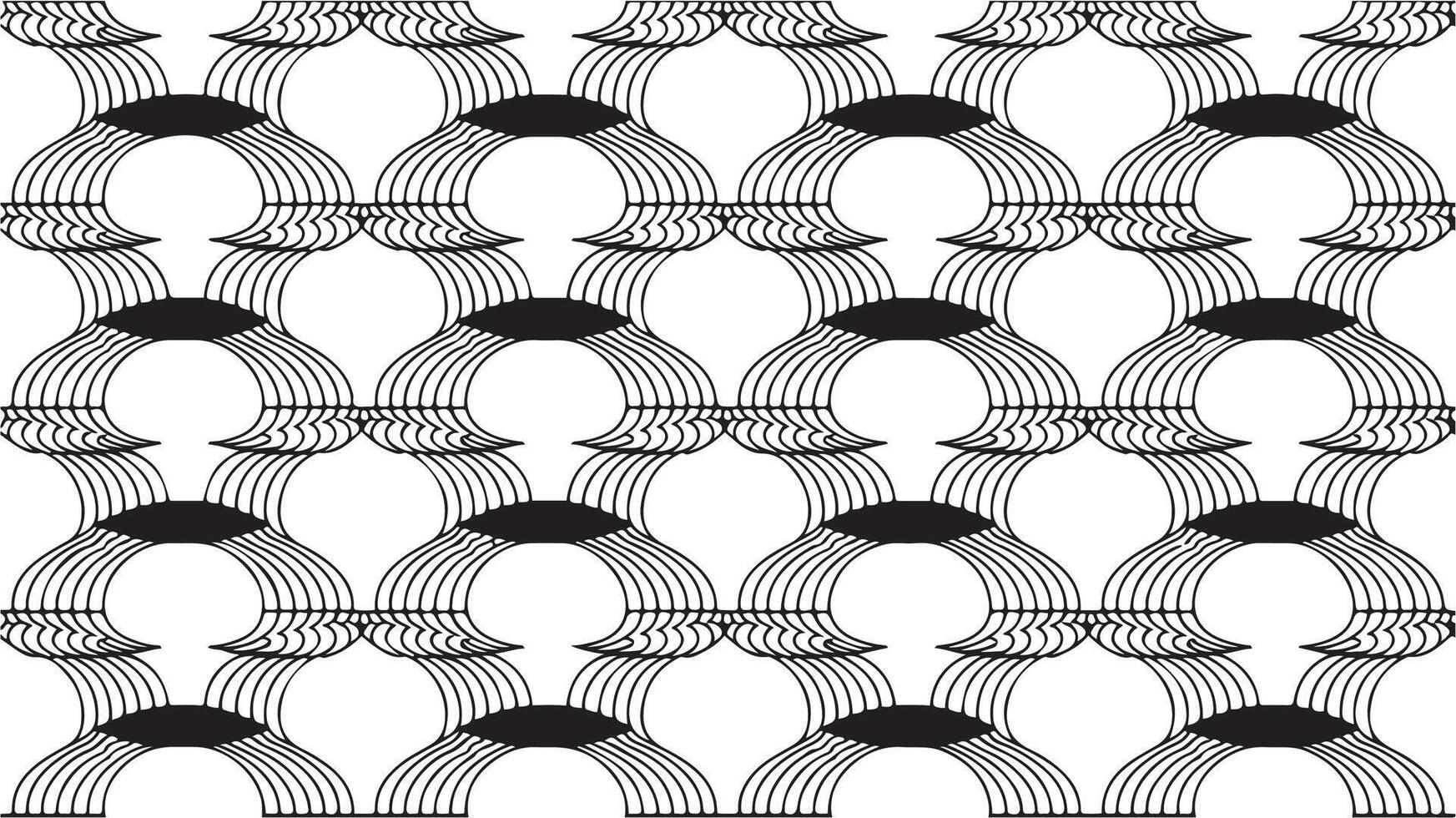 Seamless pattern with geometric waves. Endless stylish texture. Ripple bold monochrome background. Linear weaved grid. Thin interlaced swatch. with white background vector