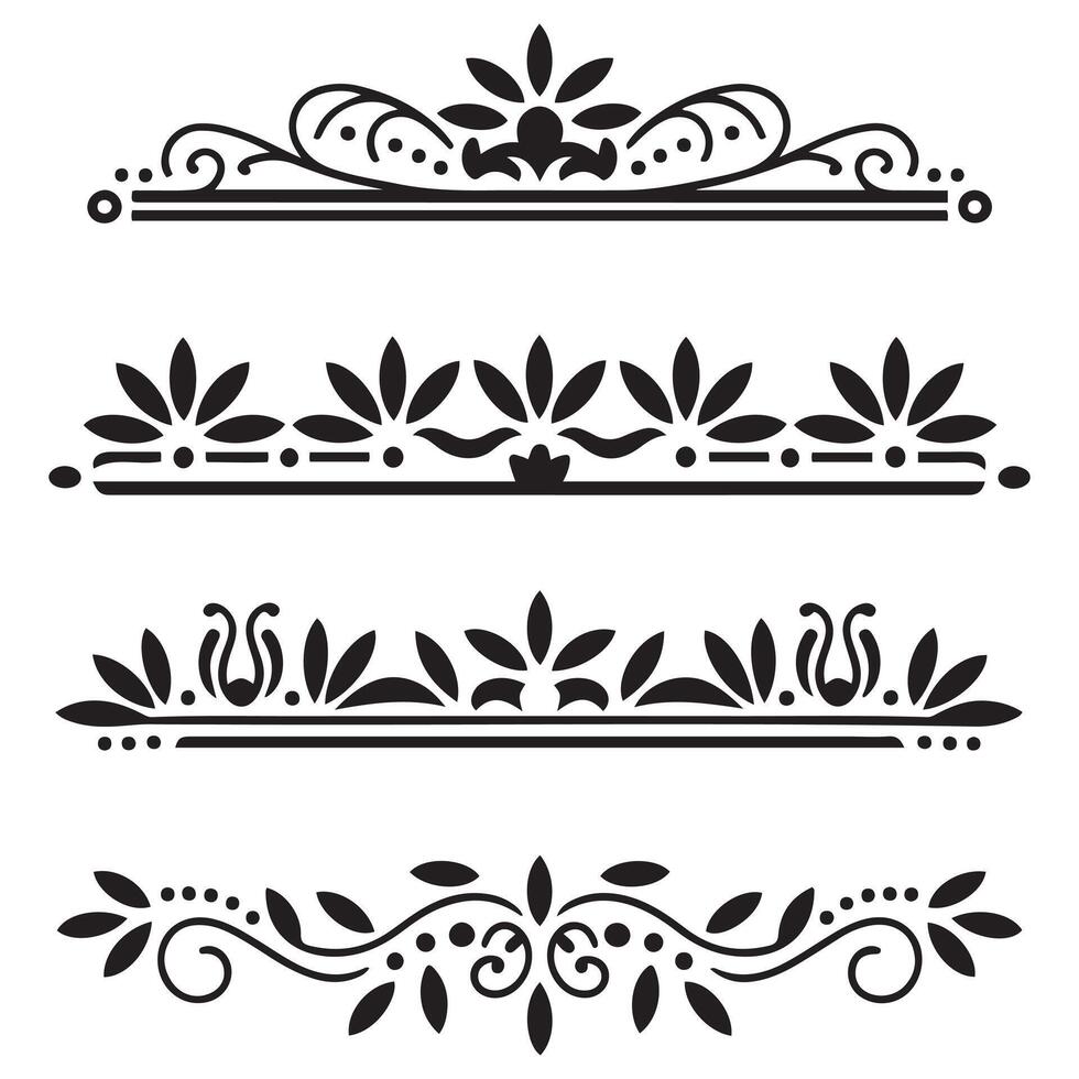Black silhouettes file of horizontal elements decoration design. with white background vector