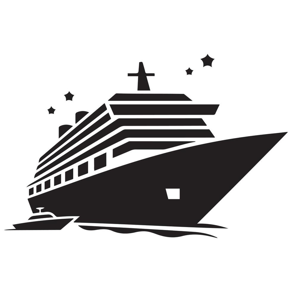 cruise ship icon, cruise ship silhouette , black illustration. with white background vector