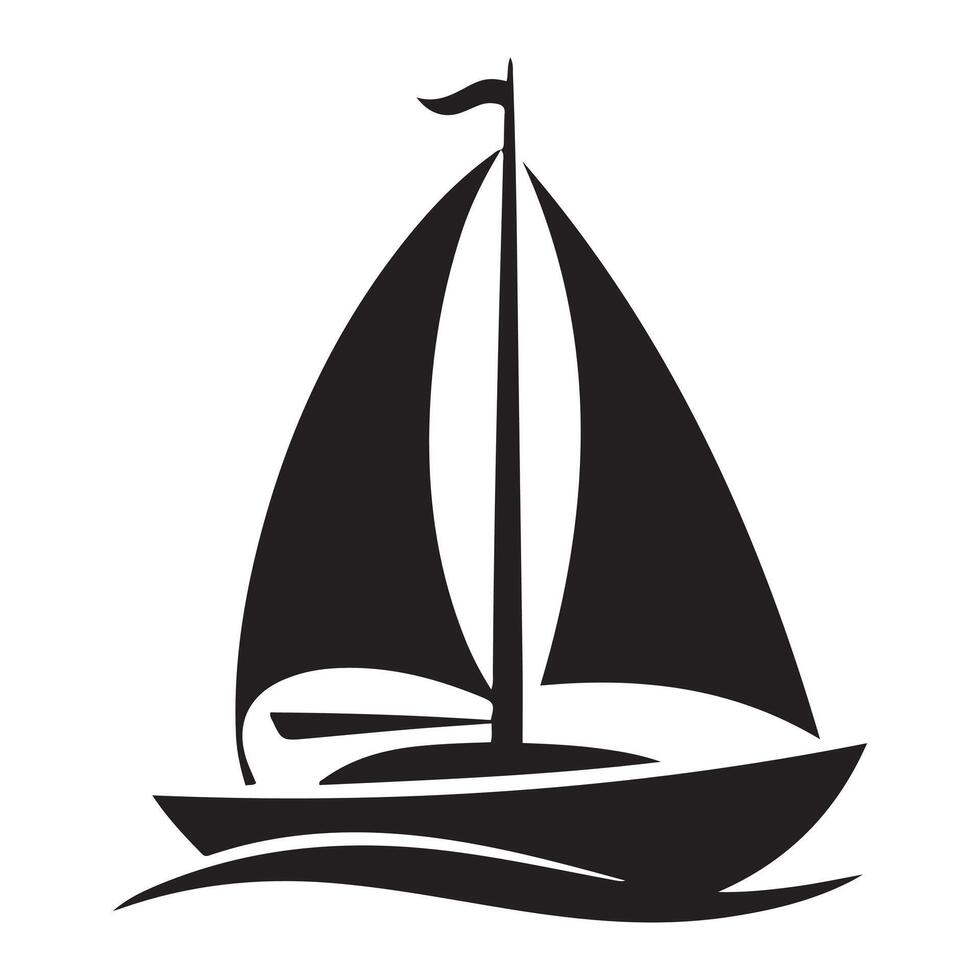 Sailboat icon, logo Black silhouettes on white background vector