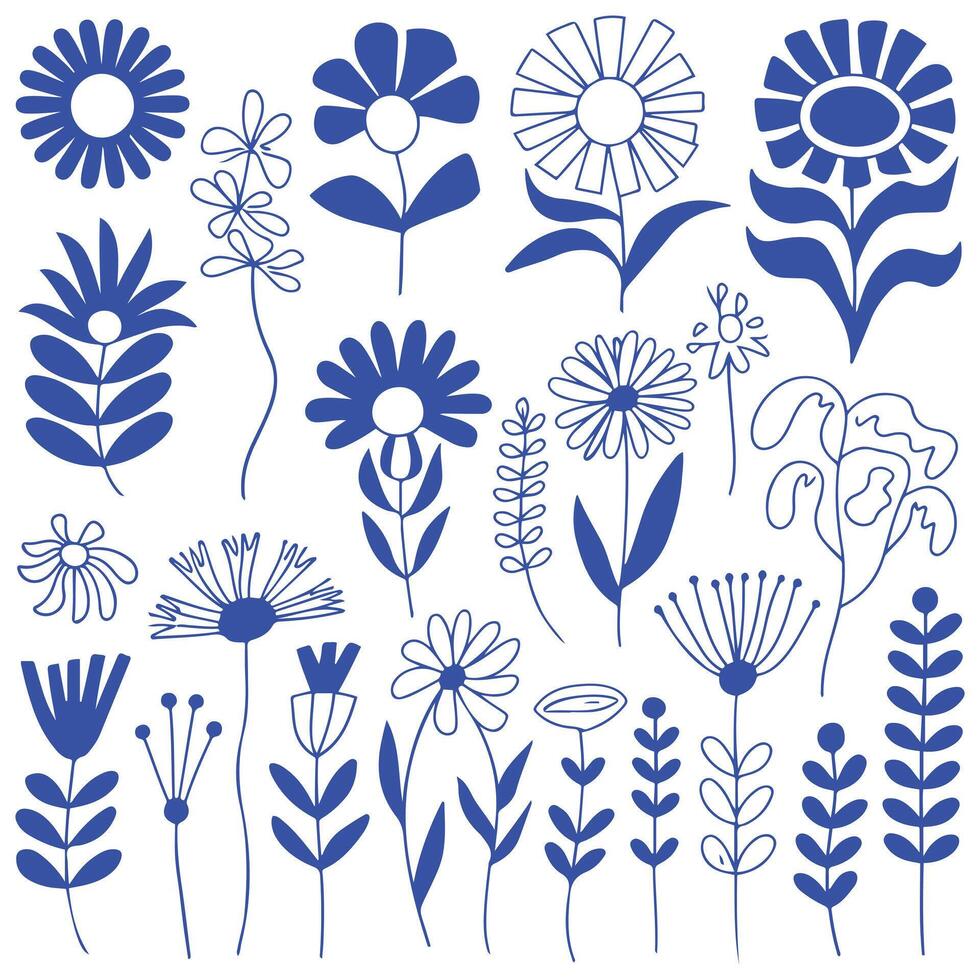 simple minimal illustrations, simple wavy and groovy. hand drawn naive style, flowers and plants, floral botanic design templates, frames and modern wall art prints, posters. with white background vector