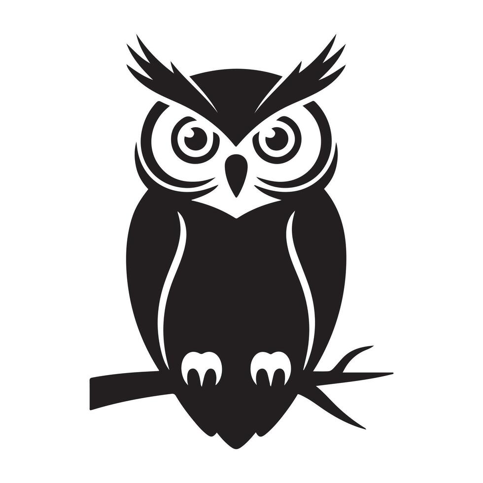 Owl - Black silhouettes Illustration. Icon Design and Inspirational. with white background vector