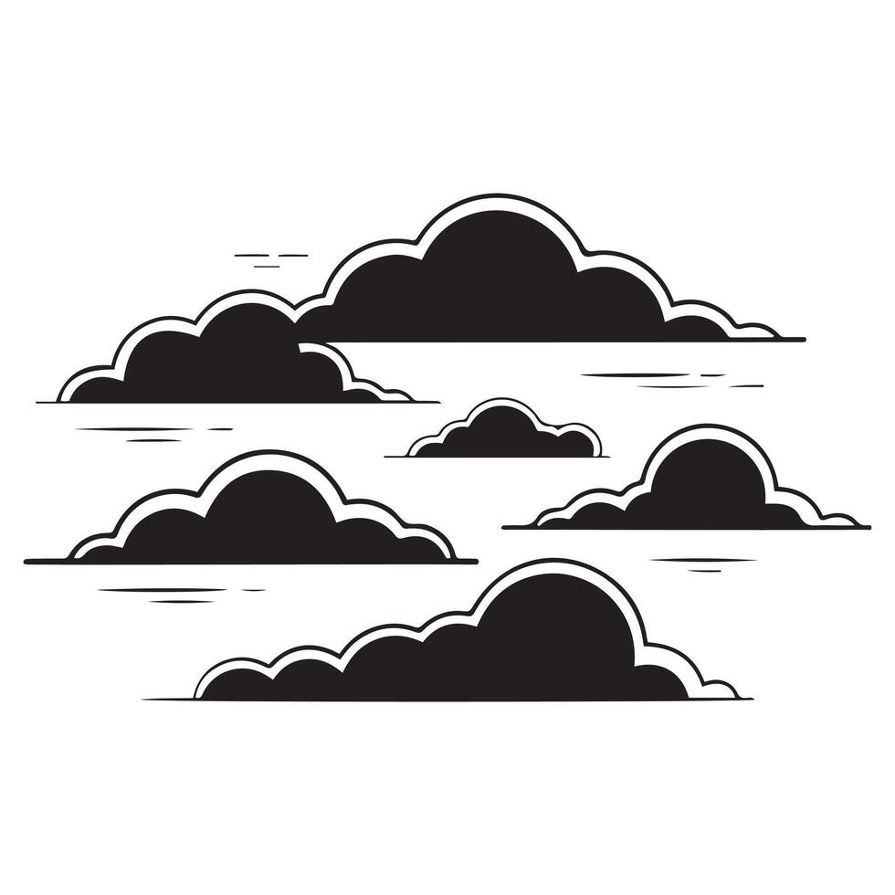 Black and white clouds on a white background vector