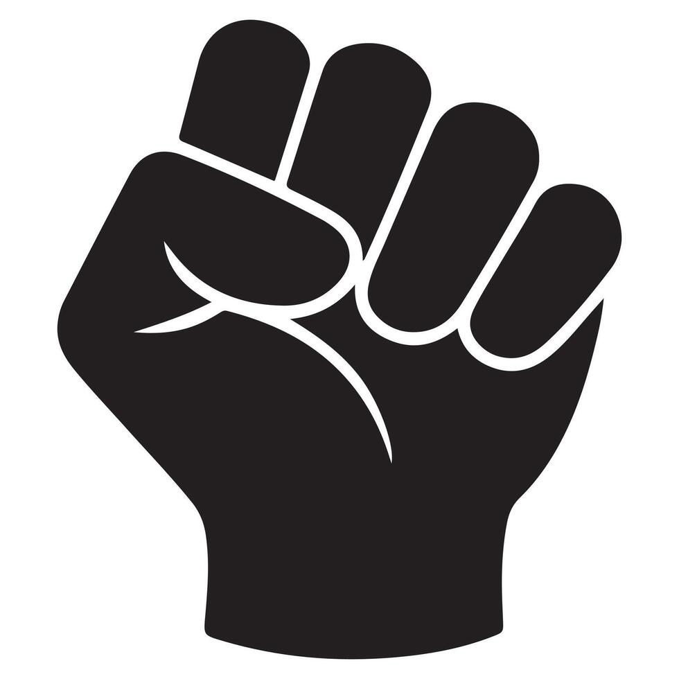 design of fist hand. Fist hand Silhouette Black. Fist hand logo, icon, sign. with white background vector