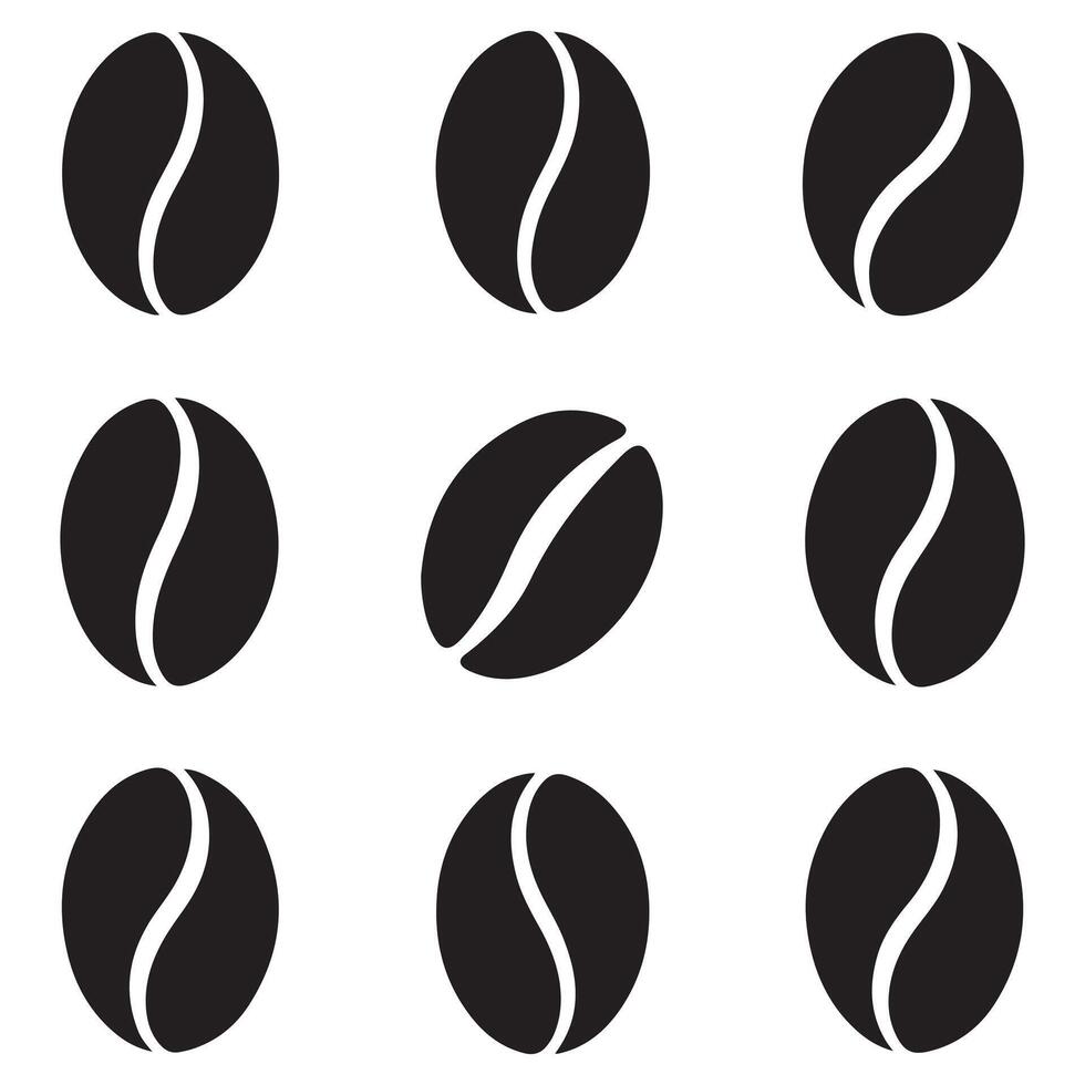 Black silhouettes coffee beans template icon illustration. with white background vector