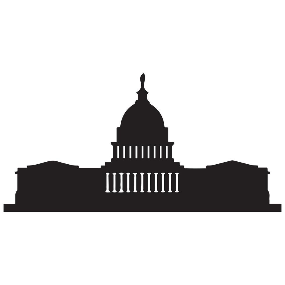 Washington Capitol building skyline silhouette , Black. with white background vector
