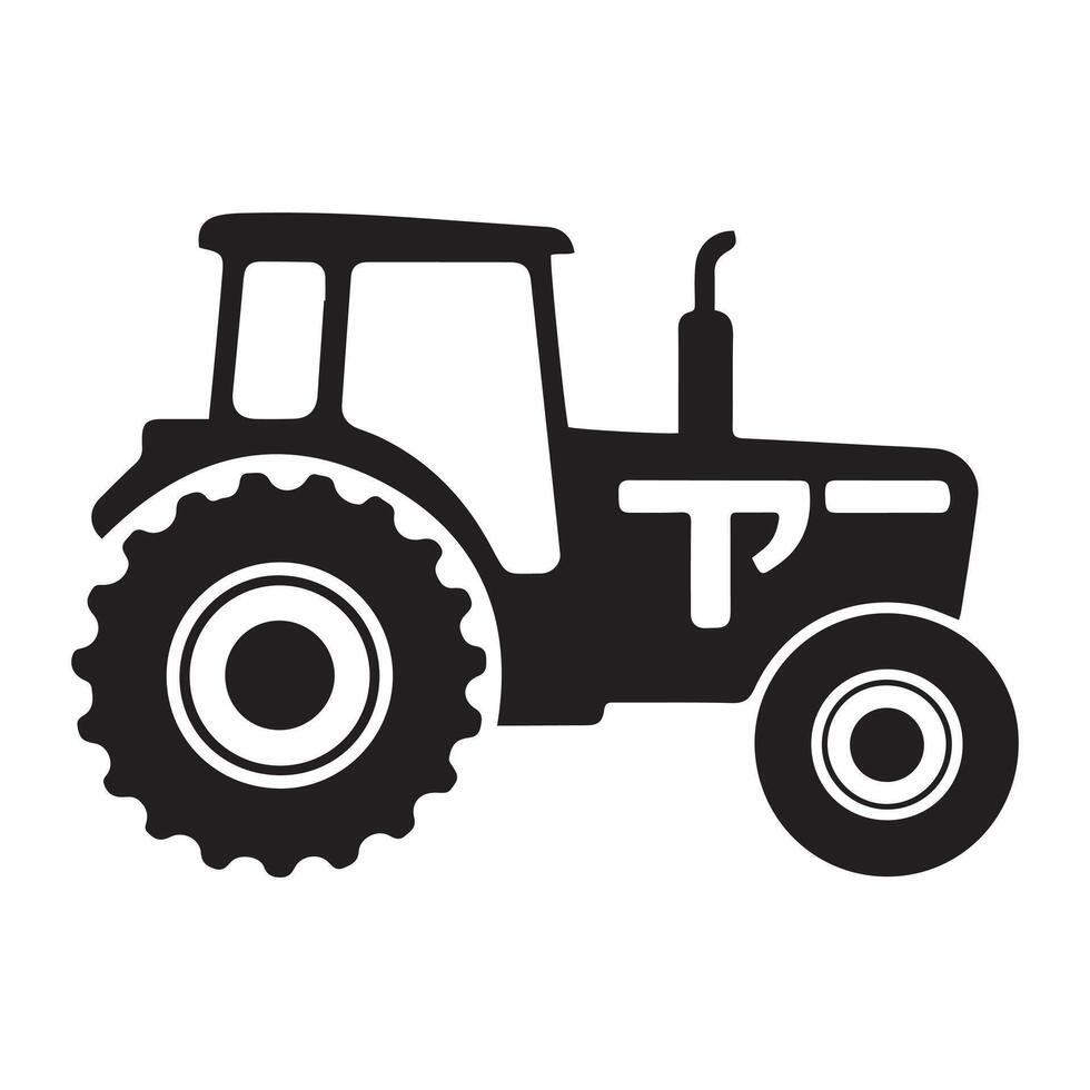 Tractor Black silhouettes icon. Pictogram tractor, side view. with white background vector