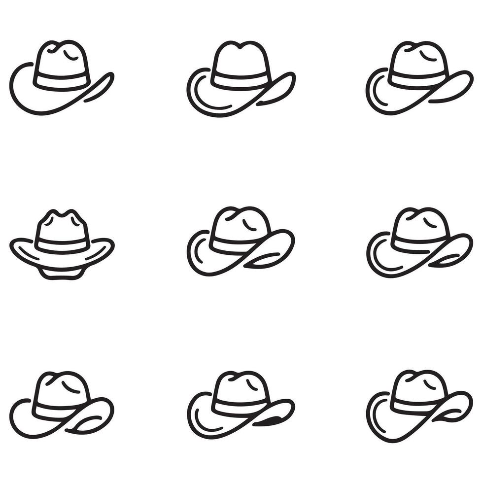 Cowboy hat line icon isolated on white. Hat icon Black silhouettes illustration. with white background vector