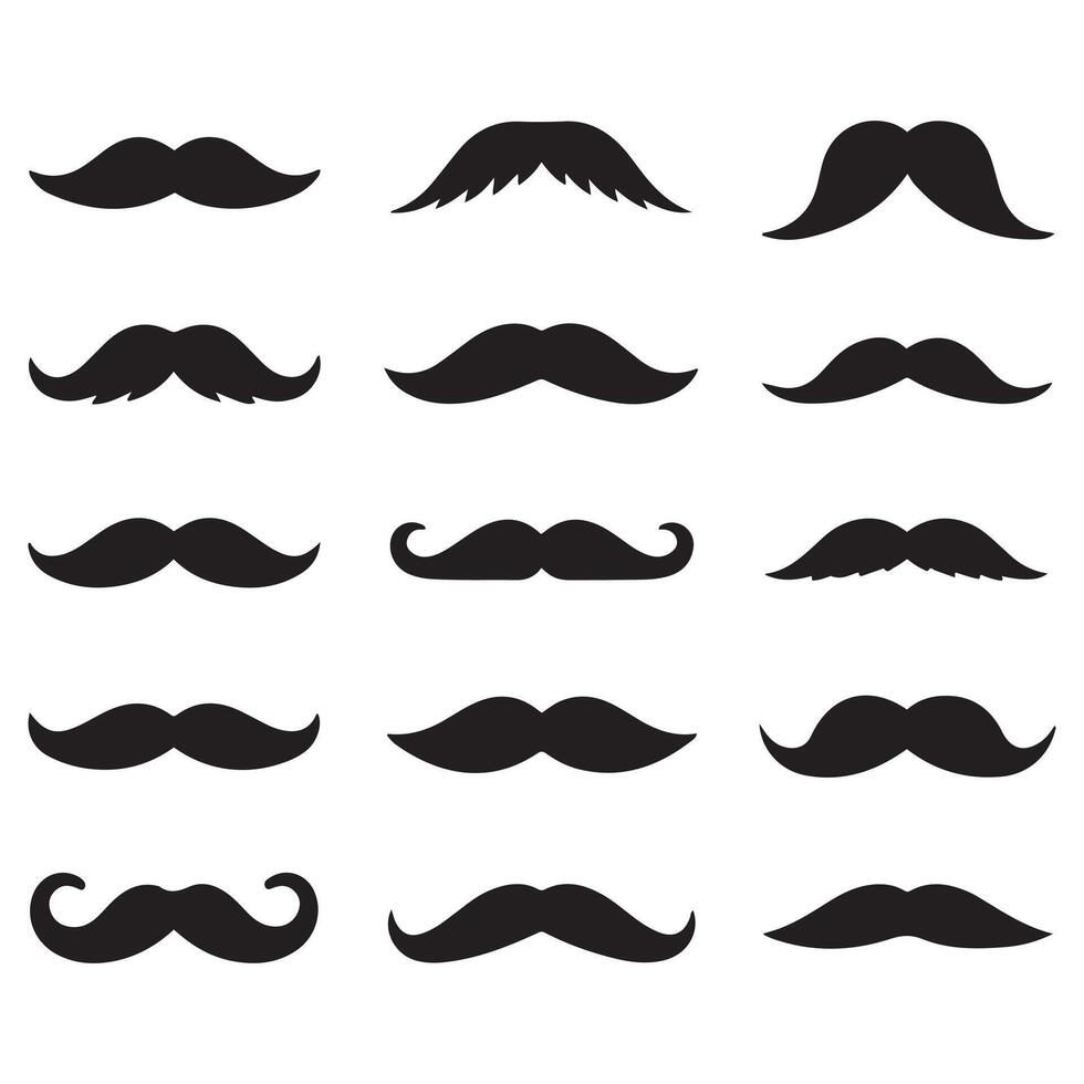 Black silhouettes mustache icons. with white background vector