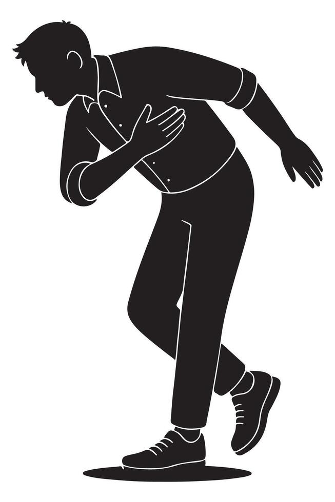 Silhouette of a man bowing slightly with one arm across chest and the other behind, action silhouette vector