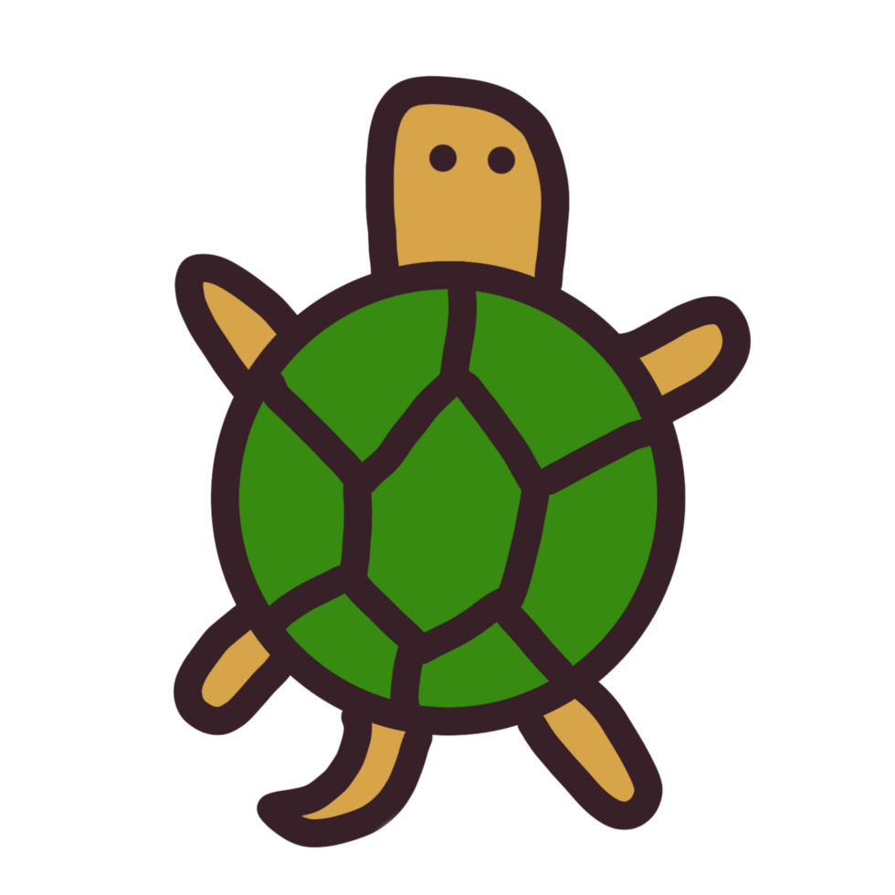 a turtle with a green shell and brown body png