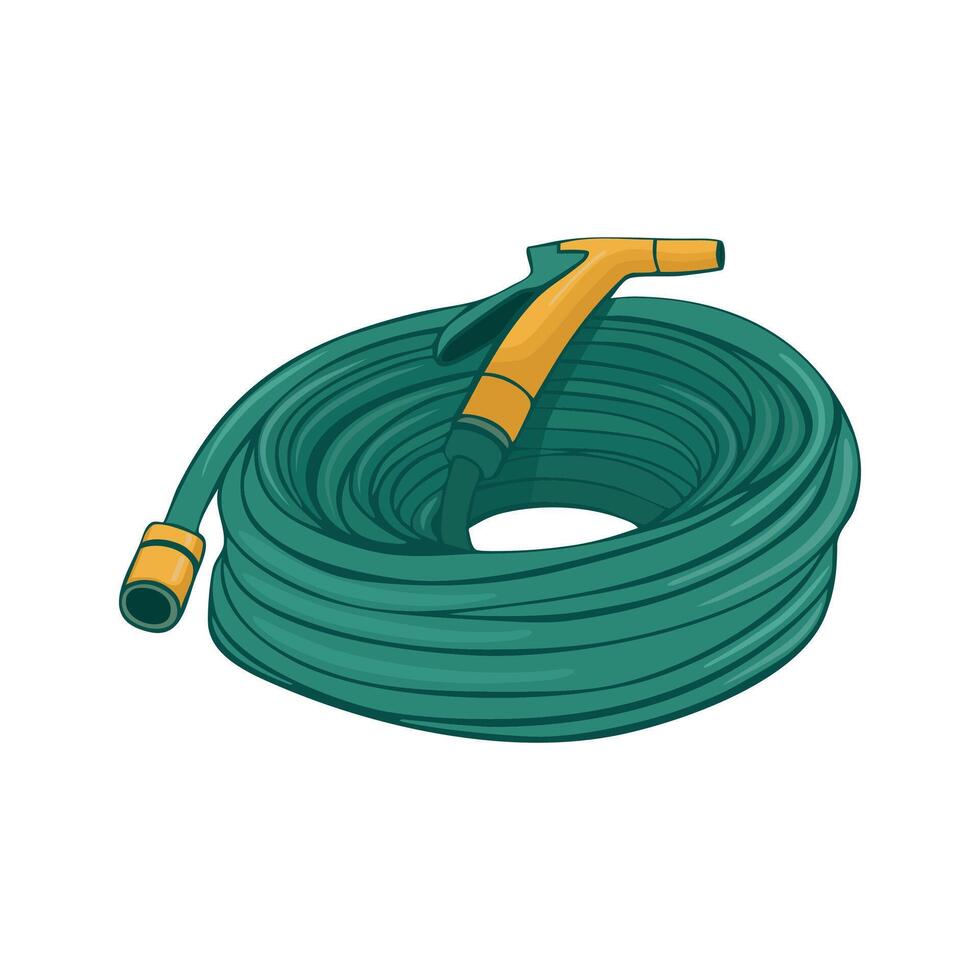Green Garden Hose with Nozzle vector