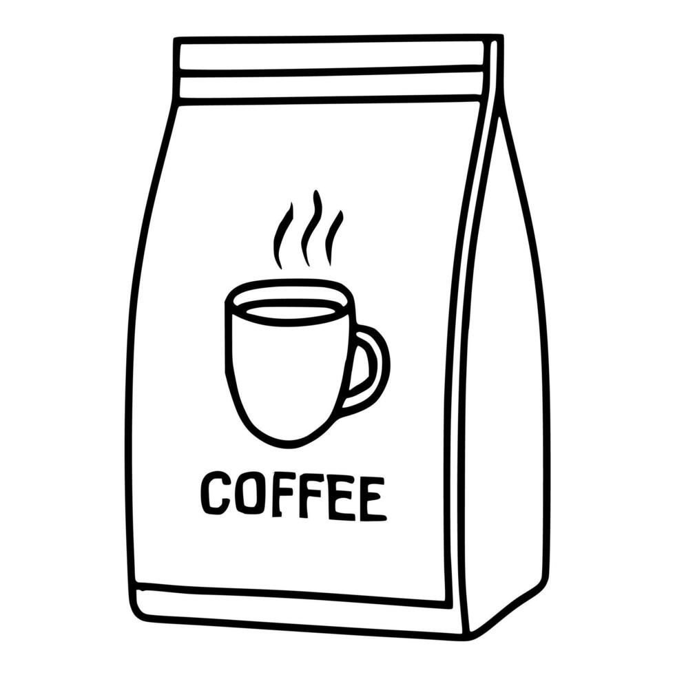 Simple Outline Coffee Bag Package Shape Icon Illustration for Branding vector