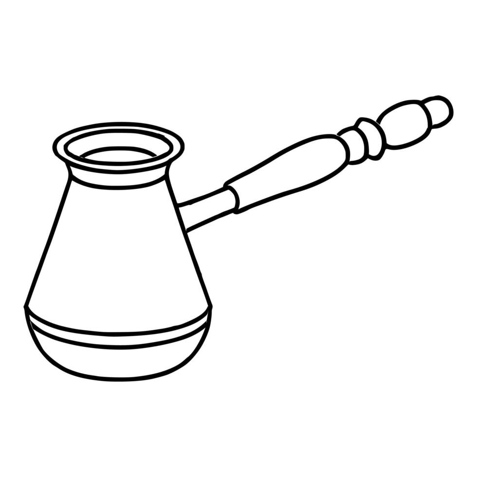 Outline Handdrawn Coffee Pot Turkish Coffee Brewer Icon Design vector