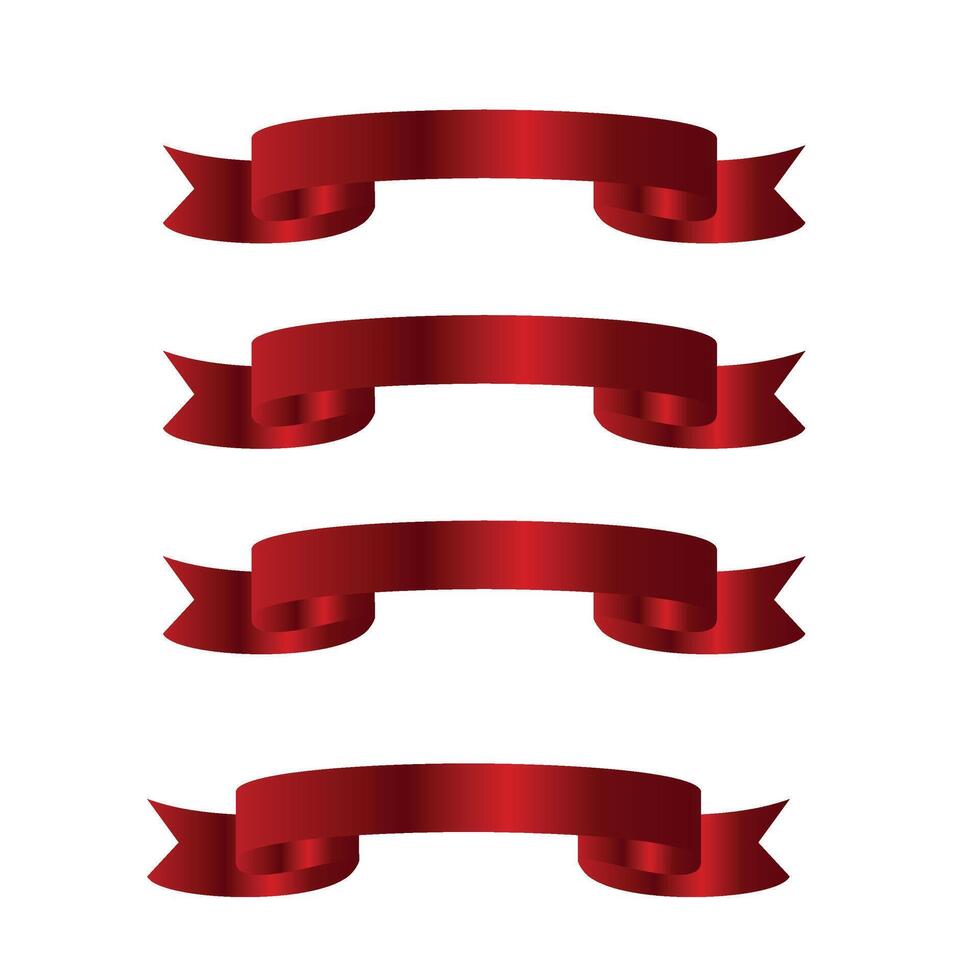 Realistic icon Set of red ribbons Isolated on white background vector