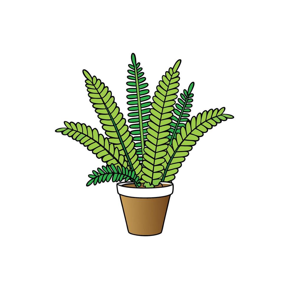Cartoon houseplant in a pot on white background vector