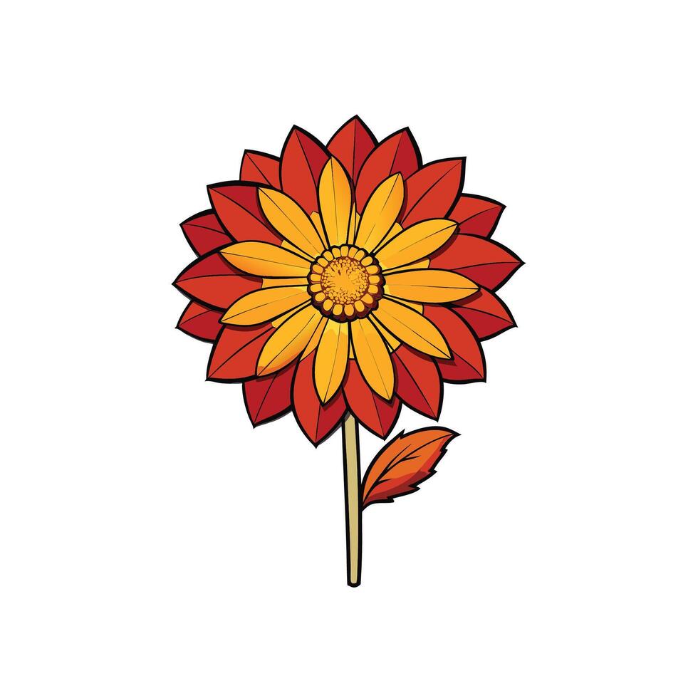 Stylized red and yellow flower blossom on a white background vector
