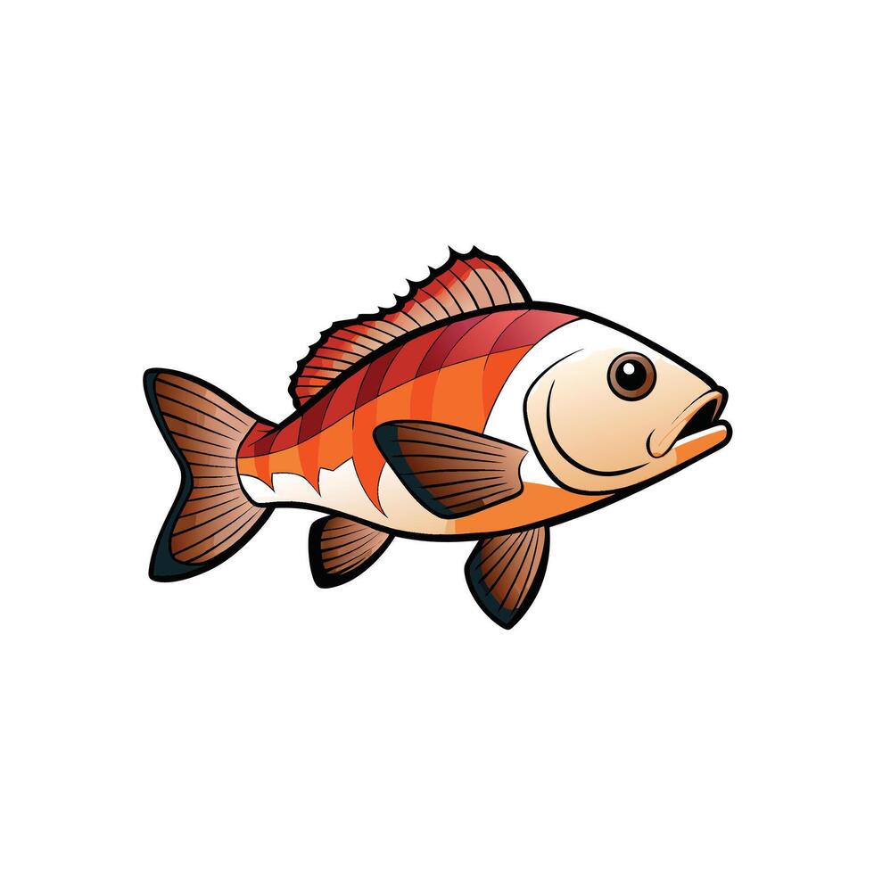 Cartoon Goldfish Illustration with Detailed Fin and Scale Structure vector