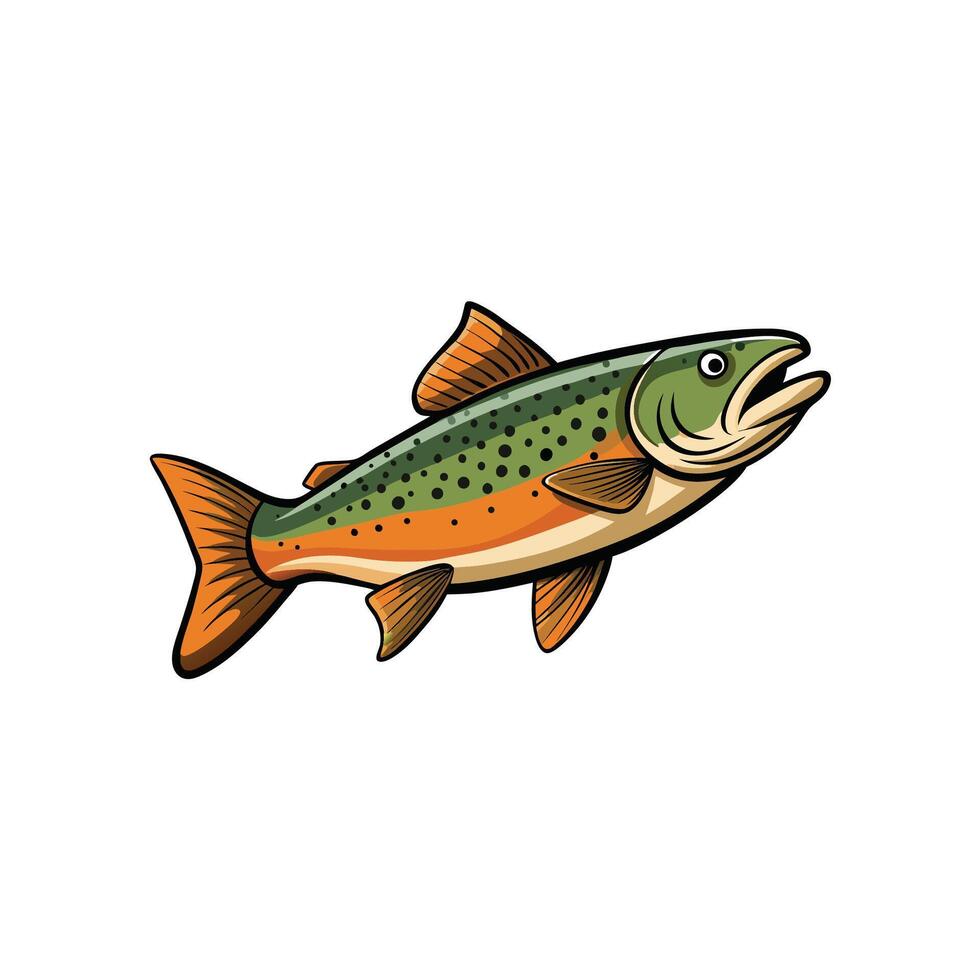 Cartoon trout fish illustration isolated on white background vector