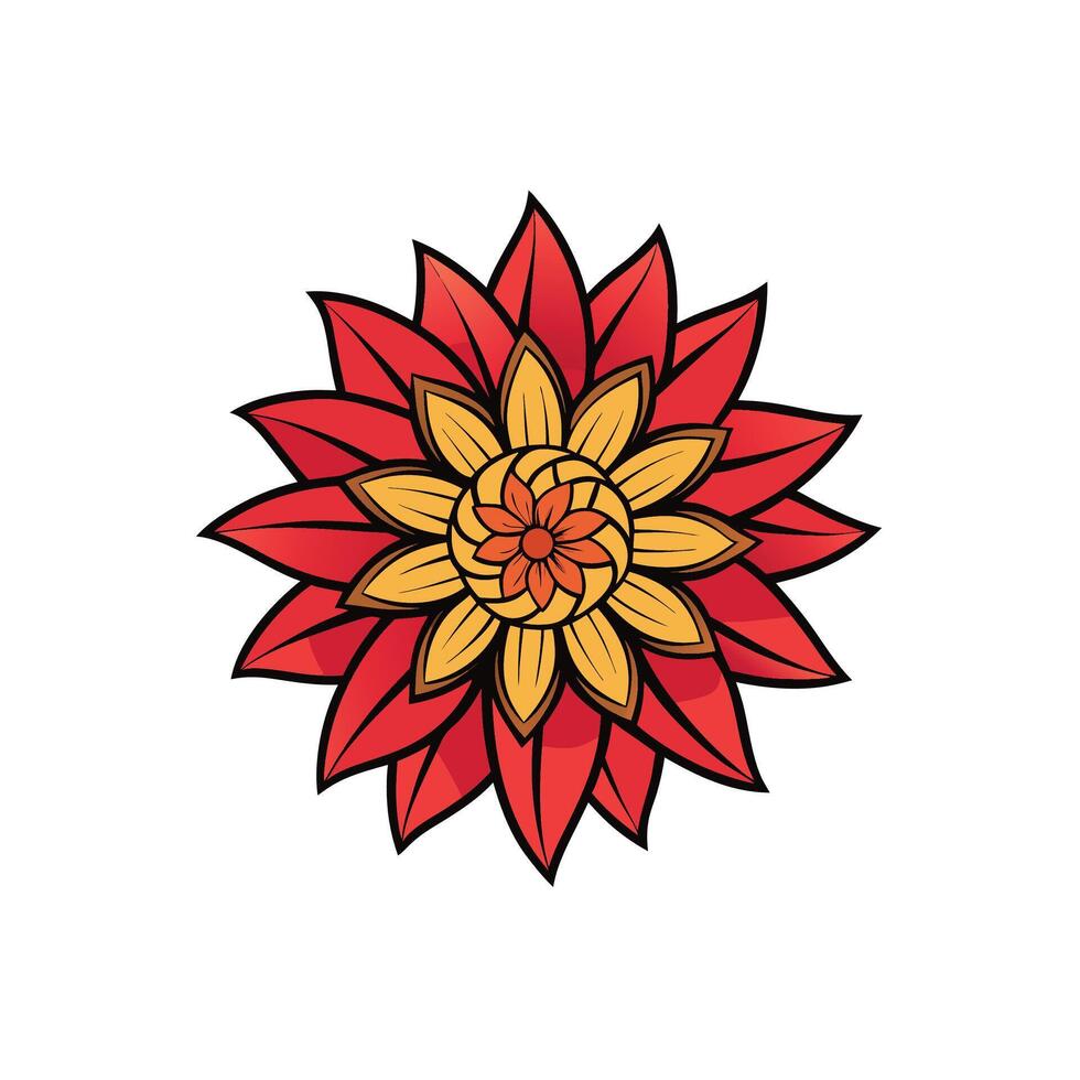 Abstract floral design with red and yellow petals illustration vector